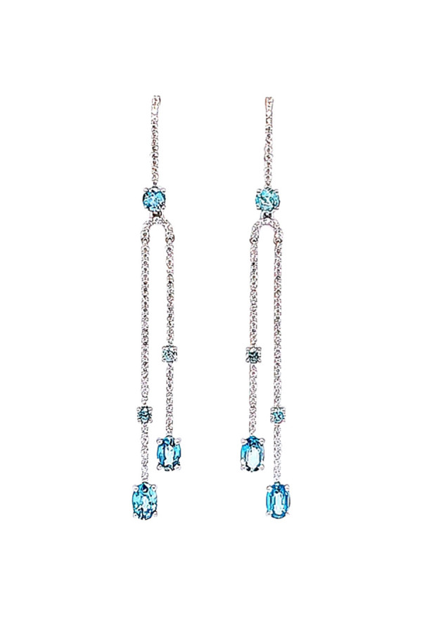 Серьги двойной маятник «Цирконы»